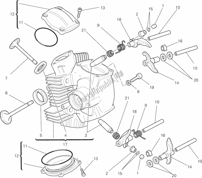 Alle onderdelen voor de Horizontale Cilinderkop van de Ducati Monster 795 EU Thailand 2014